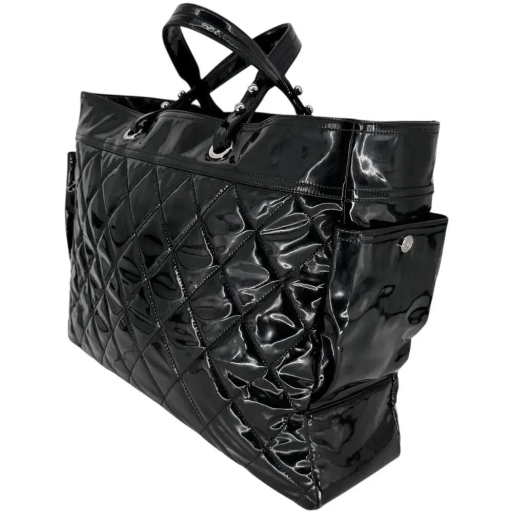 Chanel Paris-Biarritz XL Tote in Black Patent Vinyl
